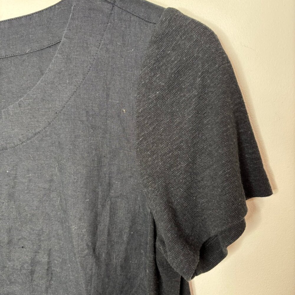 J.Jill Dress Women's Small Black Pure Jill Linen Blend Short Sleeve Lagenlook - Picture 7 of 13